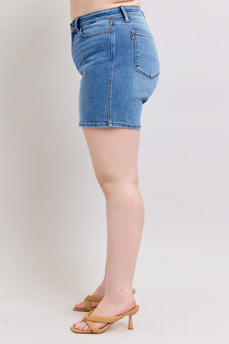 Judy Blue Full Size 2 Button Denim Shorts with Pockets Plus Size BOTTOMS Jessie Knowles