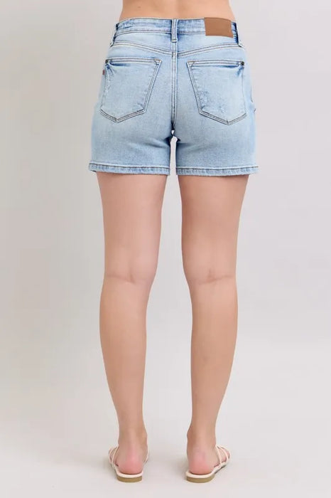 Judy Blue Mid Rise Washed Denim Shorts BOTTOMS Jessie Knowles