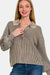 Zenana Washed Half Button Long Sleeve Sweater  Jessie Knowles