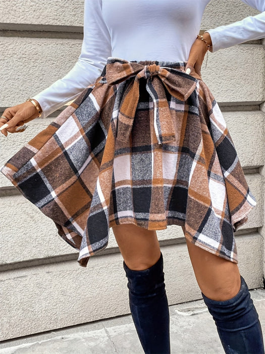 Tied Plaid Asymmetrical Hem Skirt  Jessie Knowles