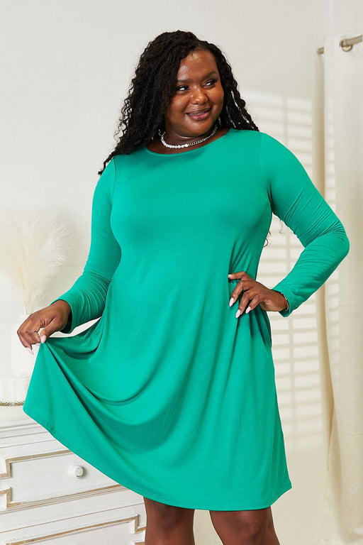 Zenana Full Size Long Sleeve Flare Dress with Pockets  Jessie Knowles