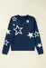 Star Round Neck Long Sleeve Sweater  Jessie Knowles