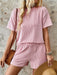 Lovelet Textured Round Neck Short Sleeve Top and Shorts Set  Jessie Knowles