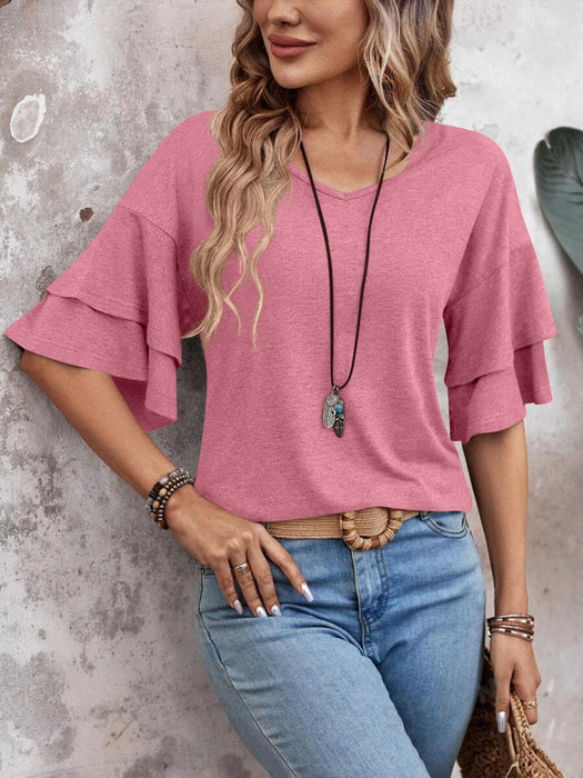 V-Neck Half Sleeve Blouse  Jessie Knowles