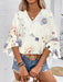 Honey Ruffled Printed V-Neck Half Sleeve Blouse  Jessie Knowles