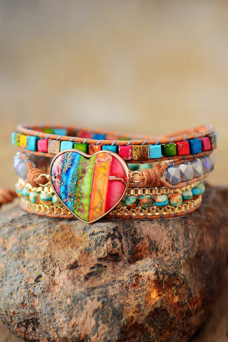 Imperial Jasper & Crystal Layered Bracelet ACCESSORIES Jessie Knowles