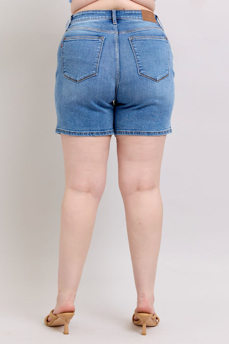 Judy Blue Full Size 2 Button Denim Shorts with Pockets Plus Size BOTTOMS Jessie Knowles