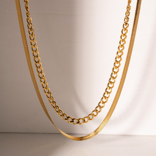 18K Gold-Plated Double Layered Necklace ACCESSORIES Jessie Knowles