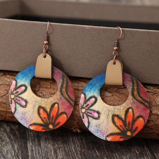 Wooden Flower Round Shape Earrings ACCESSORIES Jessie Knowles