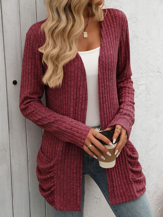 Mandy Open Front Long Sleeve Ribbed Cardigan  Jessie Knowles