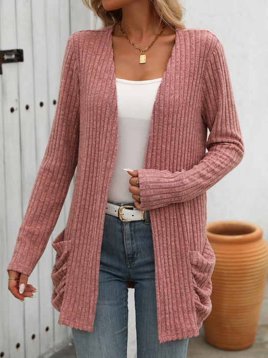 Mandy Open Front Long Sleeve Ribbed Cardigan  Jessie Knowles