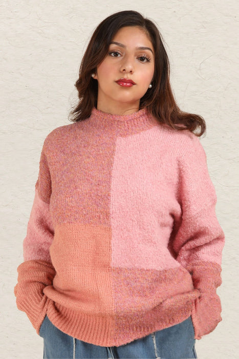 VERY J Color Block Mock Neck Drop Shoulder Sweater  Jessie Knowles