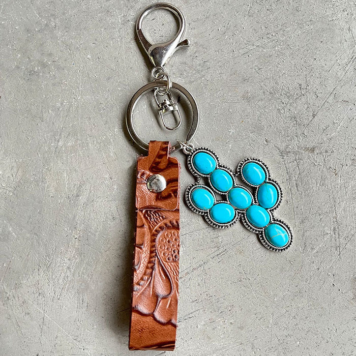 Turquoise Genuine Leather Key Chain  Jessie Knowles