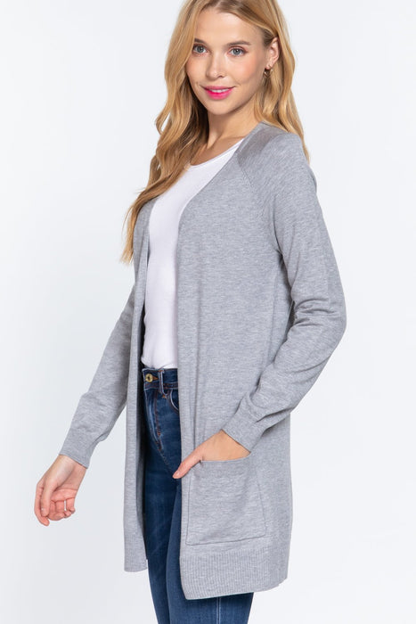 ACTIVE BASIC Open Front Long Sleeve Cardigan OUTERWEAR Jessie Knowles