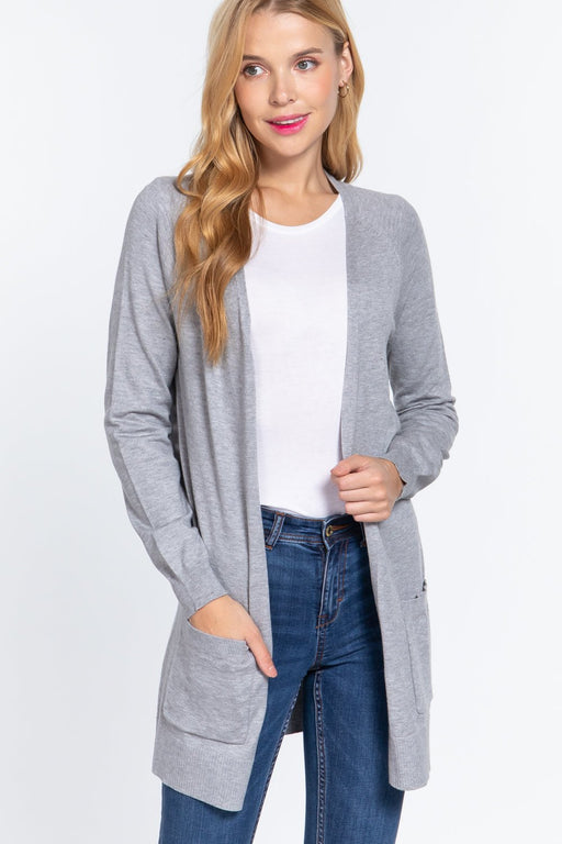 ACTIVE BASIC Open Front Long Sleeve Cardigan OUTERWEAR Jessie Knowles