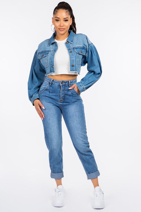 American Bazi High Waist Pleated Waist Mom Jeans JEANS Jessie Knowles