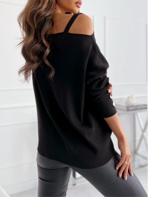 Asymmetrical Neck Buttoned Top TOPS Jessie Knowles