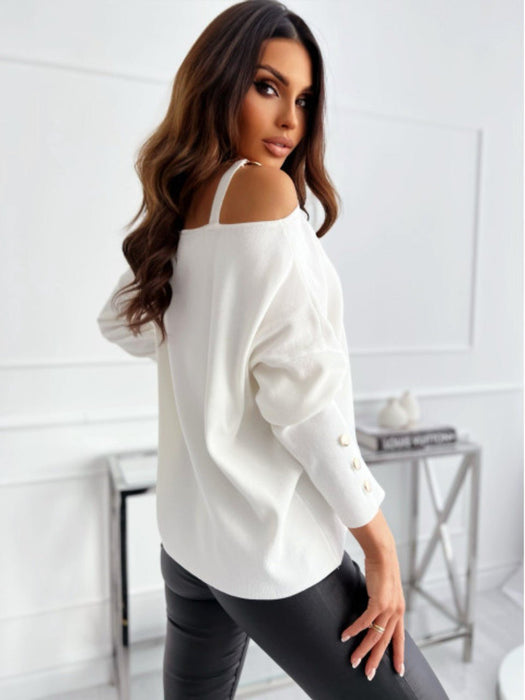 Asymmetrical Neck Buttoned Top TOPS Jessie Knowles