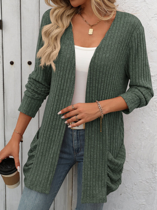 Mandy Open Front Long Sleeve Ribbed Cardigan  Jessie Knowles