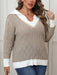 Plus Size Contrast Trim Collared Neck Sweater  Jessie Knowles