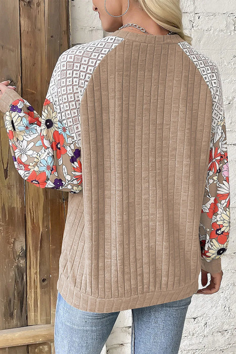 Printed Round Neck Long Sleeve Top  Jessie Knowles