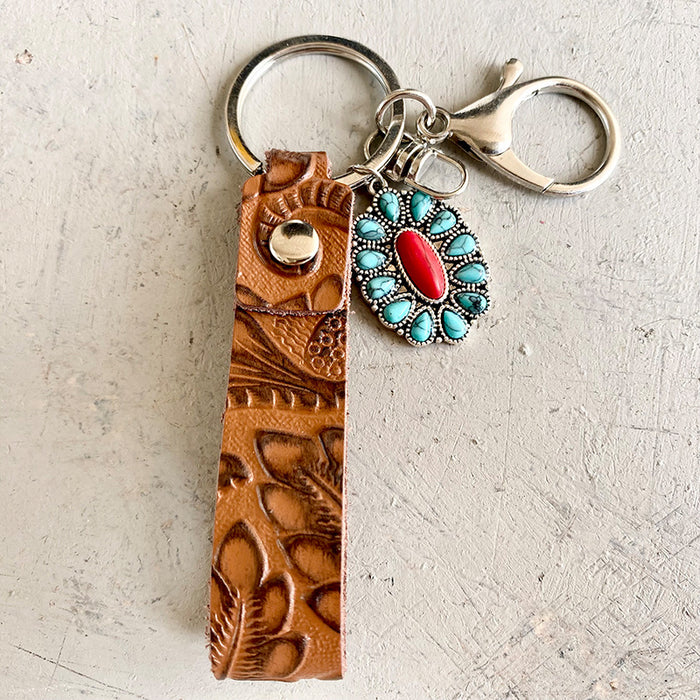 Turquoise Genuine Leather Key Chain  Jessie Knowles