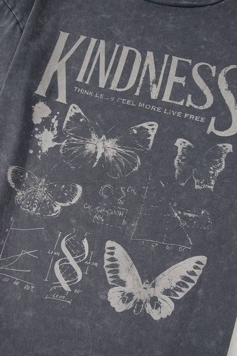 Kindness Butterflies Graphic Mineral Wash Loose Tee TOPS Jessie Knowles