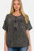 Zenana Washed Texture Half Button T-Shirt  Jessie Knowles