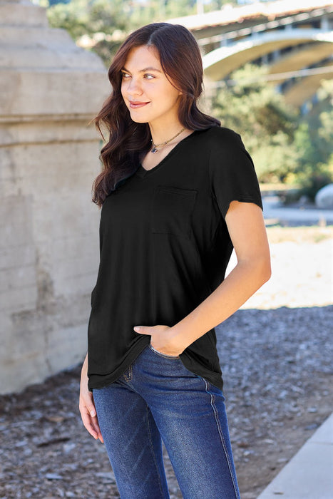 Basic Bae Bamboo V-Neck Short Sleeve T-Shirt TOPS Jessie Knowles