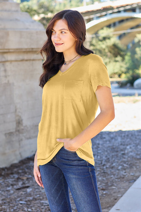 Basic Bae Bamboo V-Neck Short Sleeve T-Shirt TOPS Jessie Knowles