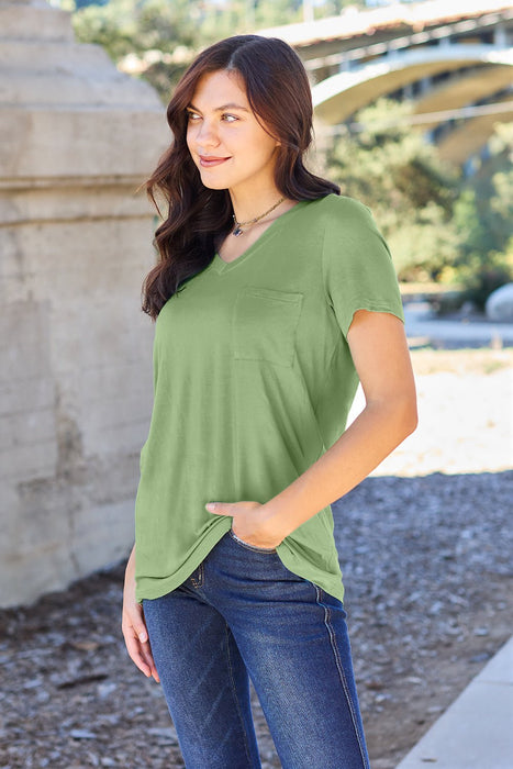 Basic Bae Bamboo V-Neck Short Sleeve T-Shirt TOPS Jessie Knowles