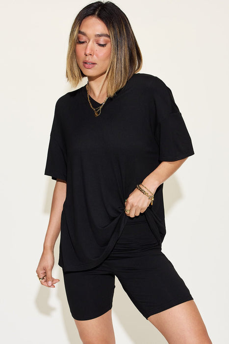 Basic Bae V-Neck Drop Shoulder T-Shirt and Shorts Set SETS Jessie Knowles