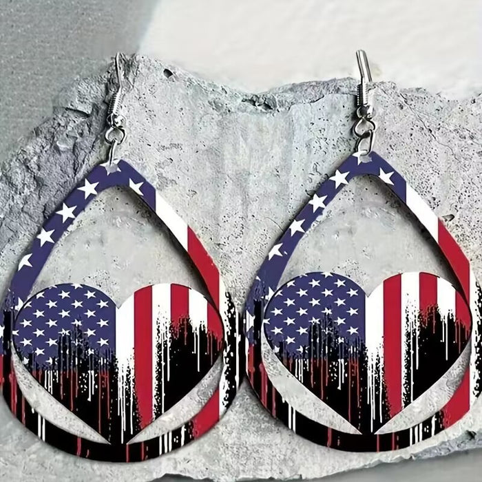 US Flag Pattern Wooden Earrings ACCESSORIES Jessie Knowles