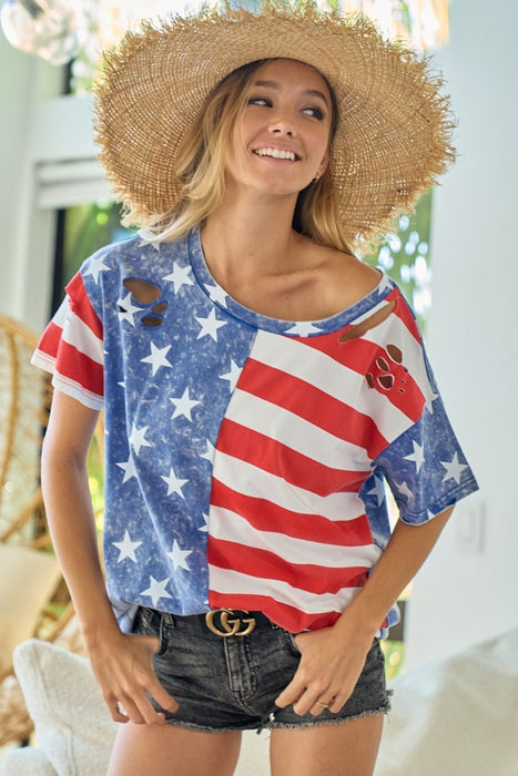 BiBi American Flag Theme Short Sleeve T-Shirt TOPS Jessie Knowles