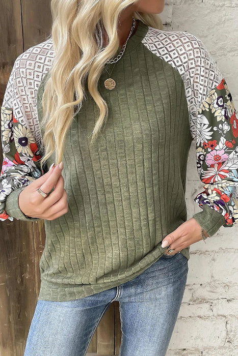 Printed Round Neck Long Sleeve Top  Jessie Knowles