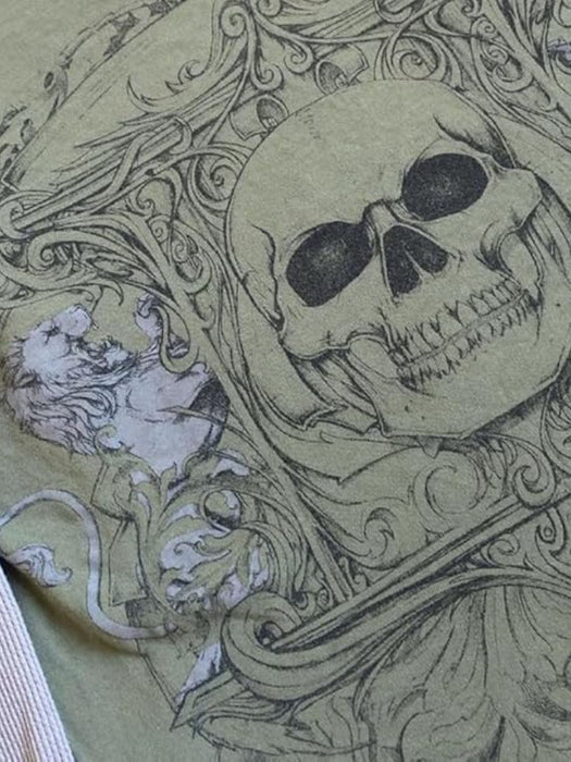 Skull Round Neck Long Sleeve Fake Two Pieces T-Shirt TOPS Jessie Knowles