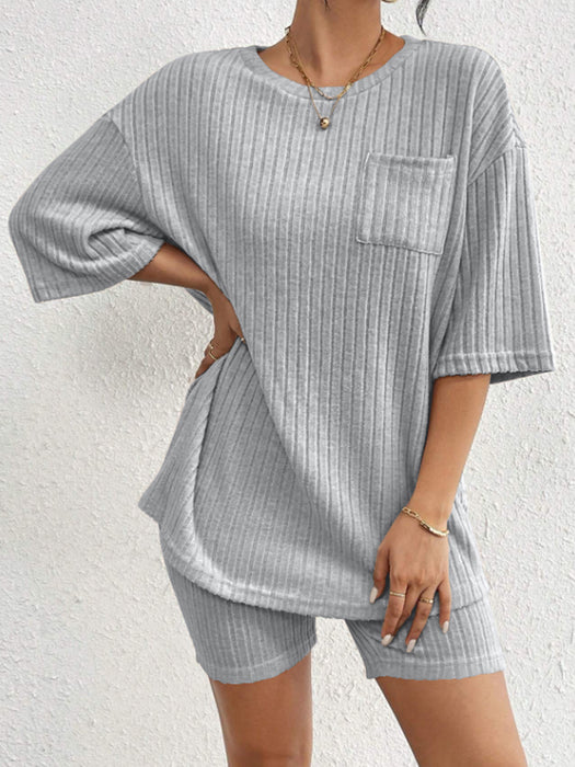 Ribbed Round Neck Top and Shorts Set  Jessie Knowles