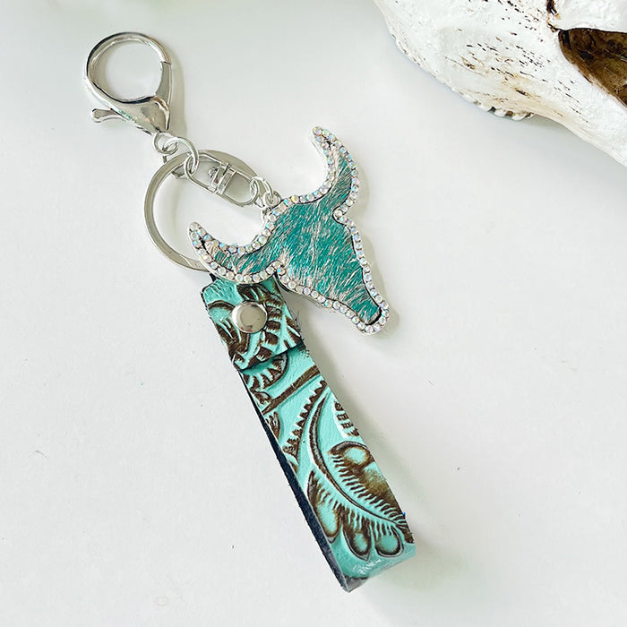 Rhinestone Bull Keychain  Jessie Knowles