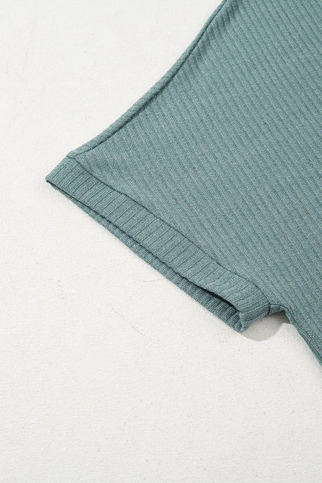 Oversized Ribbed Knit V Neck Dolman Short Sleeve Top TOPS Jessie Knowles