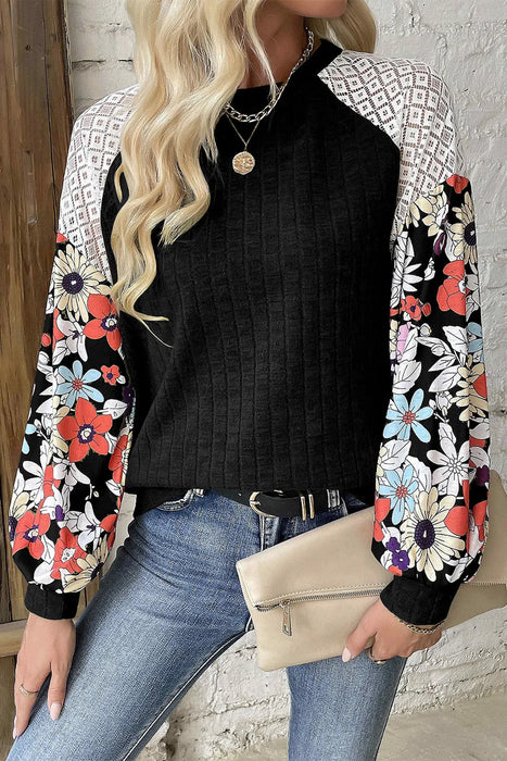 Printed Round Neck Long Sleeve Top  Jessie Knowles