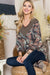 Celeste Camouflage V-Neck Balloon Sleeve Top TOPS Jessie Knowles