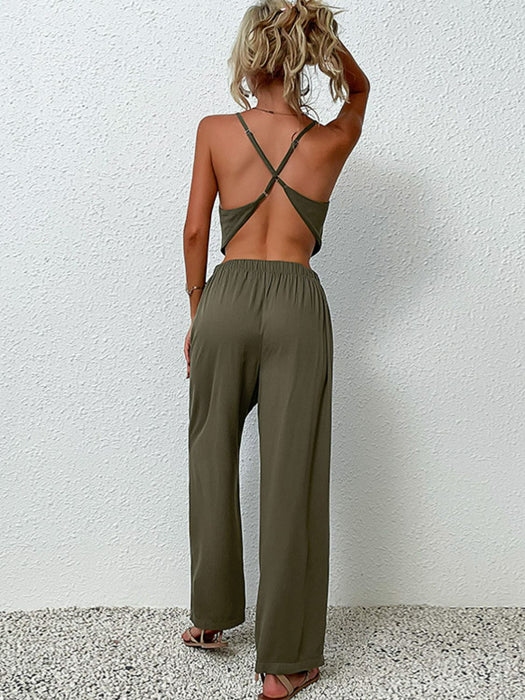 Crisscross Back Cropped Top and Pants Set  Jessie Knowles