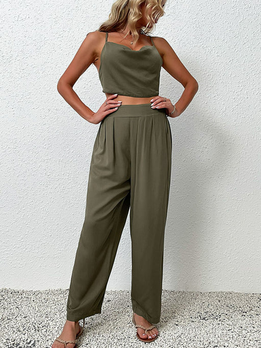 Crisscross Back Cropped Top and Pants Set  Jessie Knowles