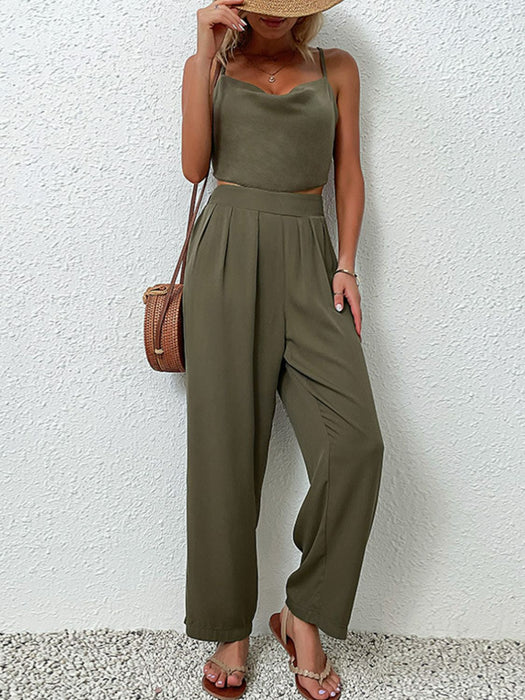 Crisscross Back Cropped Top and Pants Set  Jessie Knowles