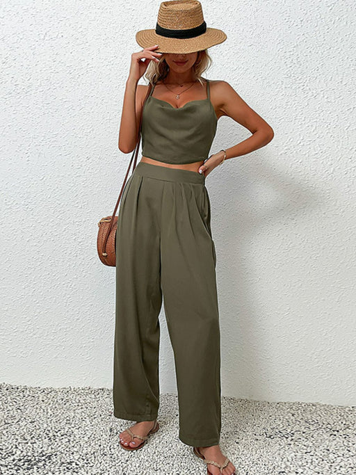 Crisscross Back Cropped Top and Pants Set  Jessie Knowles