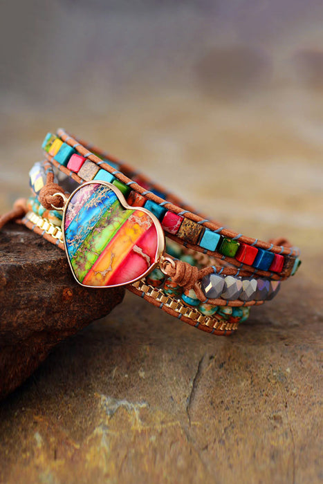 Imperial Jasper & Crystal Layered Bracelet ACCESSORIES Jessie Knowles