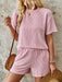 Lovelet Textured Round Neck Short Sleeve Top and Shorts Set  Jessie Knowles