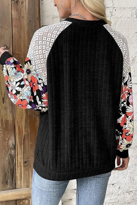 Printed Round Neck Long Sleeve Top  Jessie Knowles