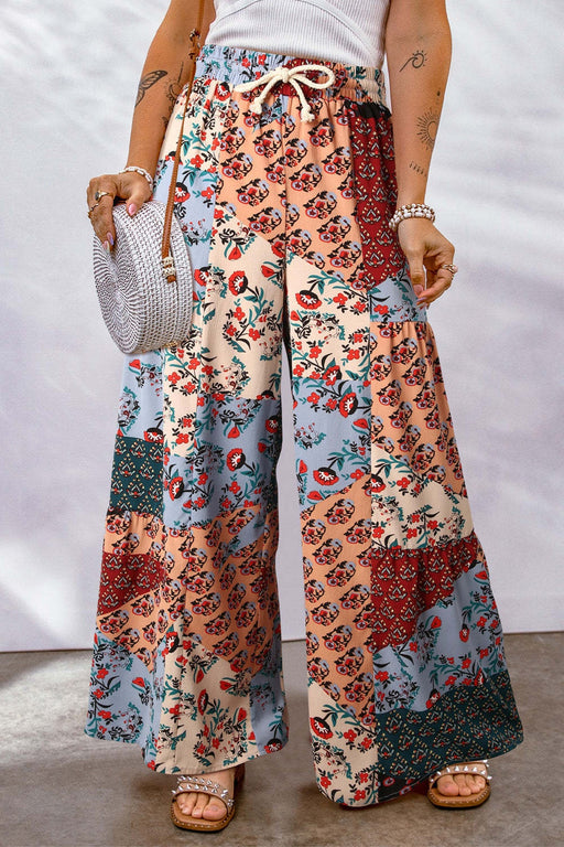 Full Size Drawstring Printed Wide Leg Pants  Jessie Knowles