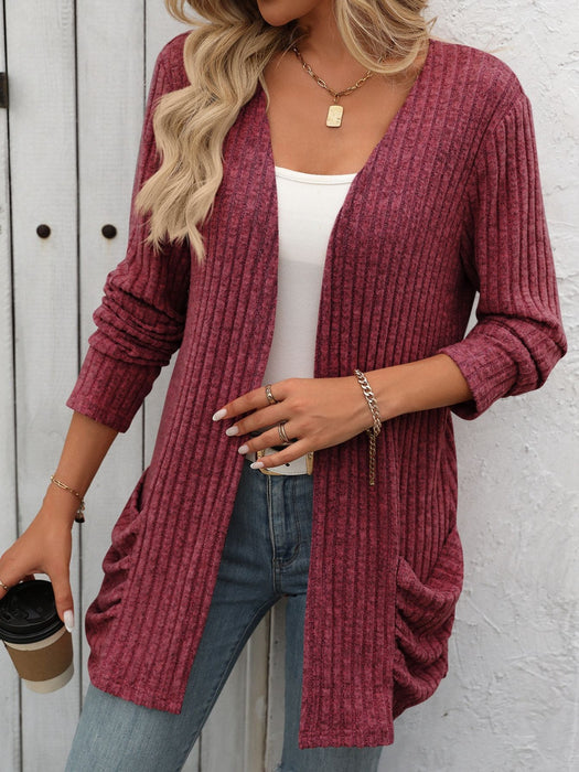 Mandy Open Front Long Sleeve Ribbed Cardigan  Jessie Knowles